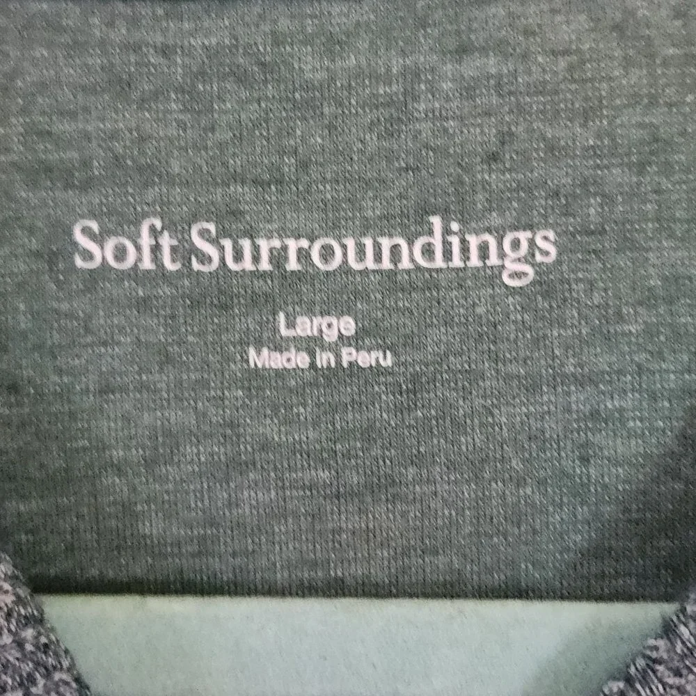 Soft Surroundings Evergreen Pullover Hoodie Tunic Top Size L